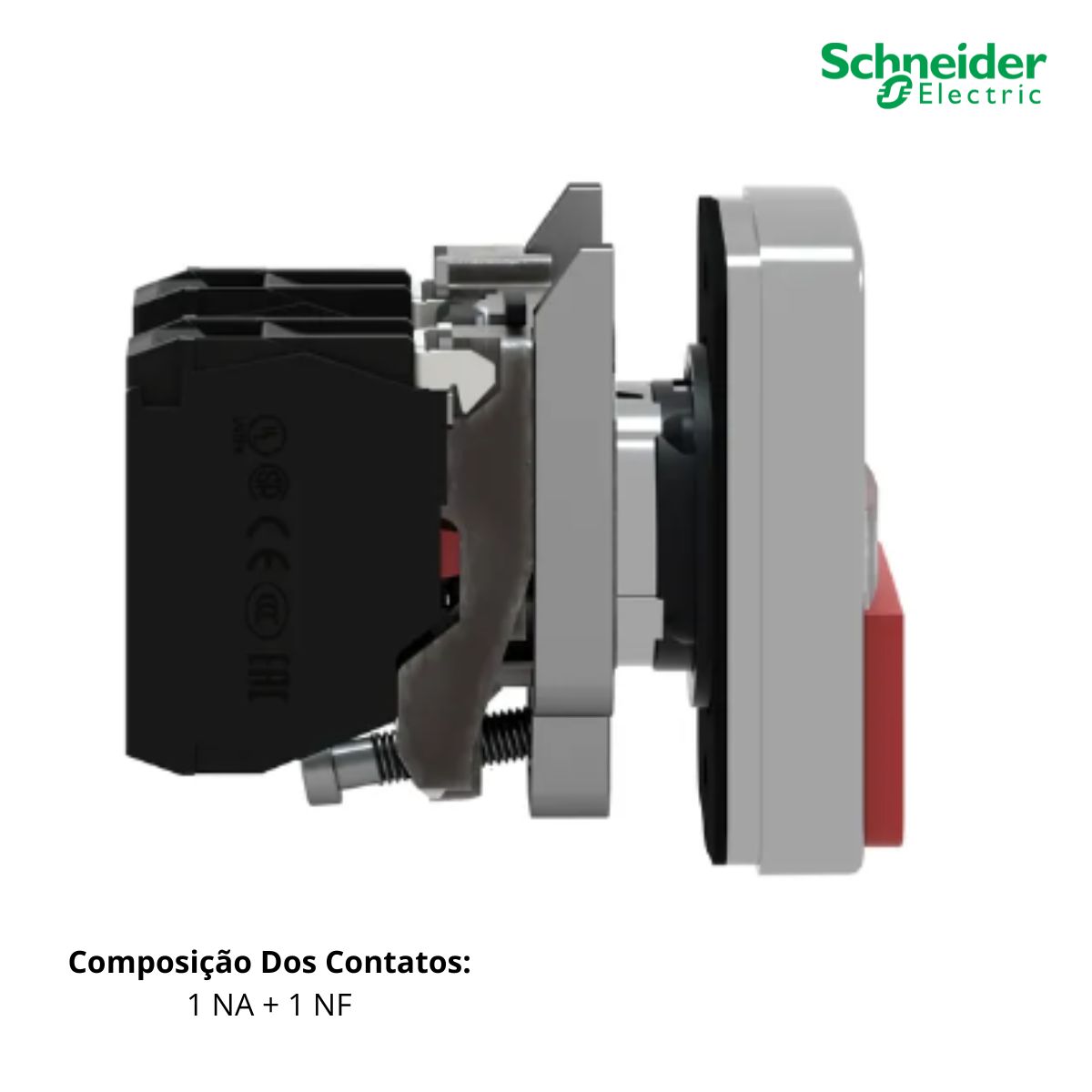 Botão Comando Pulsador Faceado/Saliente Iluminado Retangular 22Mm Metálico Verde/Vermelho 1Na+1Nf Led 220-240V (I/O) XB4BW73731M5 - Schneider Eletric