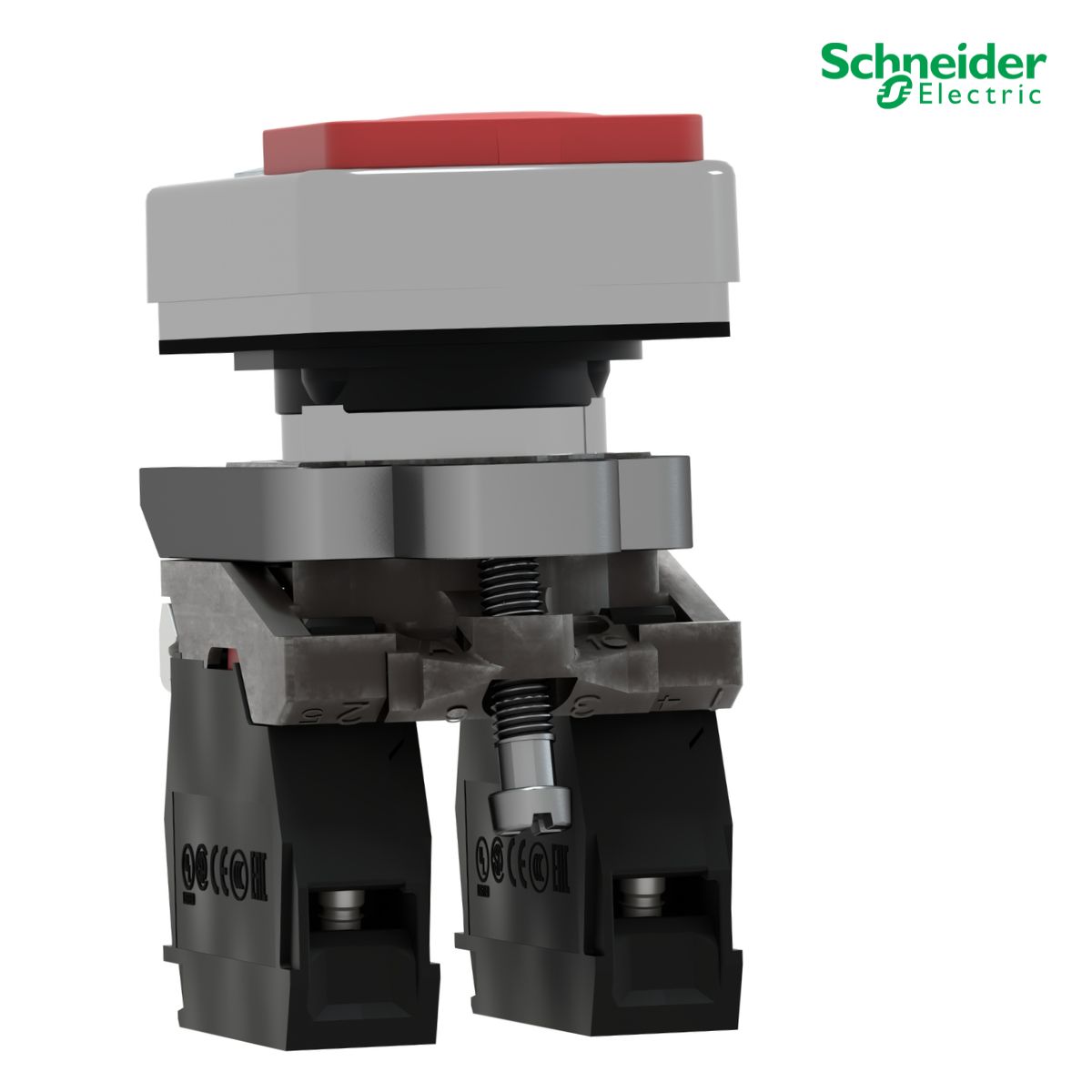 Botão Comando Pulsador Faceado/Saliente Iluminado Retangular 22Mm Metálico Verde/Vermelho 1Na+1Nf Led 220-240V (I/O) XB4BW73731M5 - Schneider Eletric