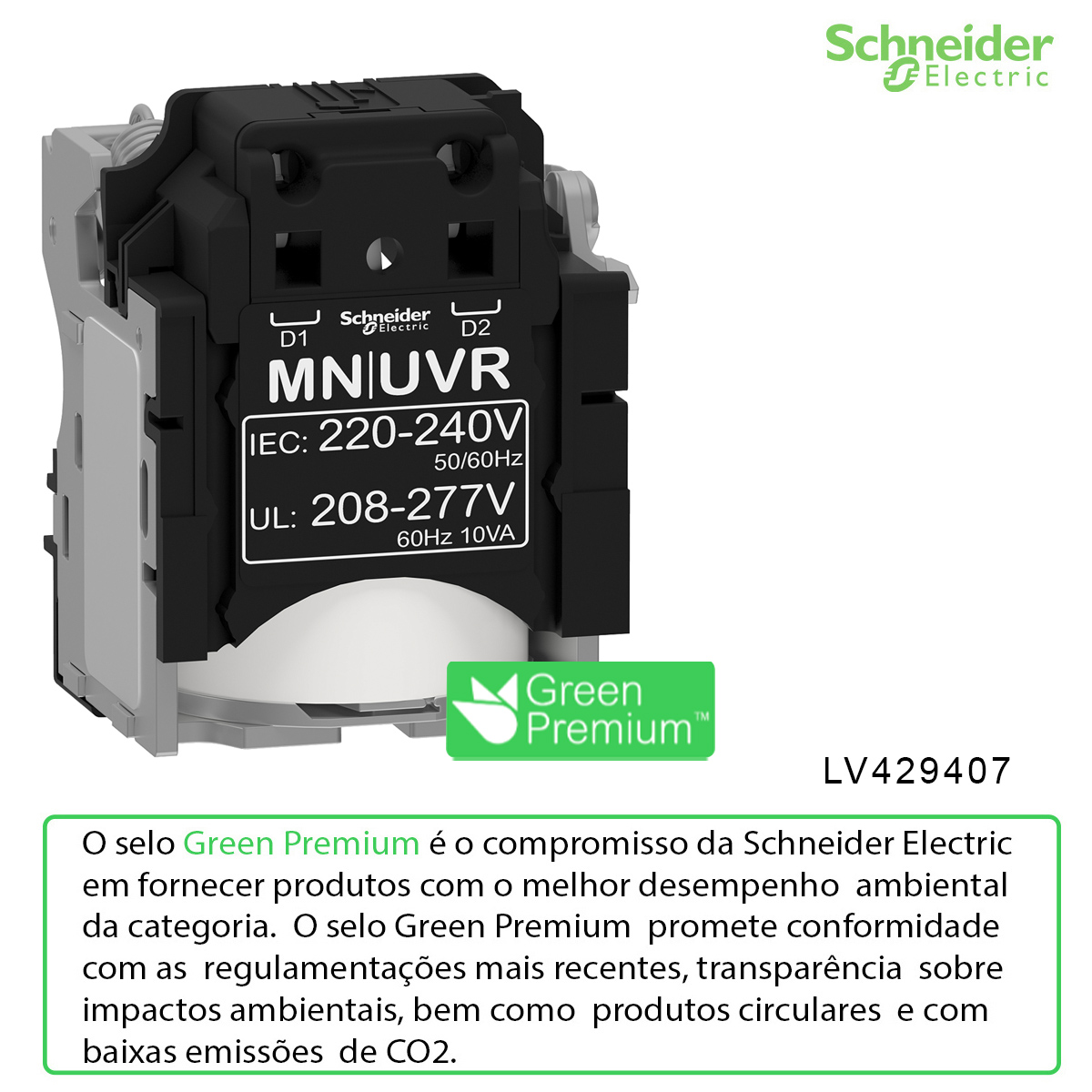 Bobina Mínima Ca Nsx 208/277V 220/240VCA LV429407 - Schneider Electric