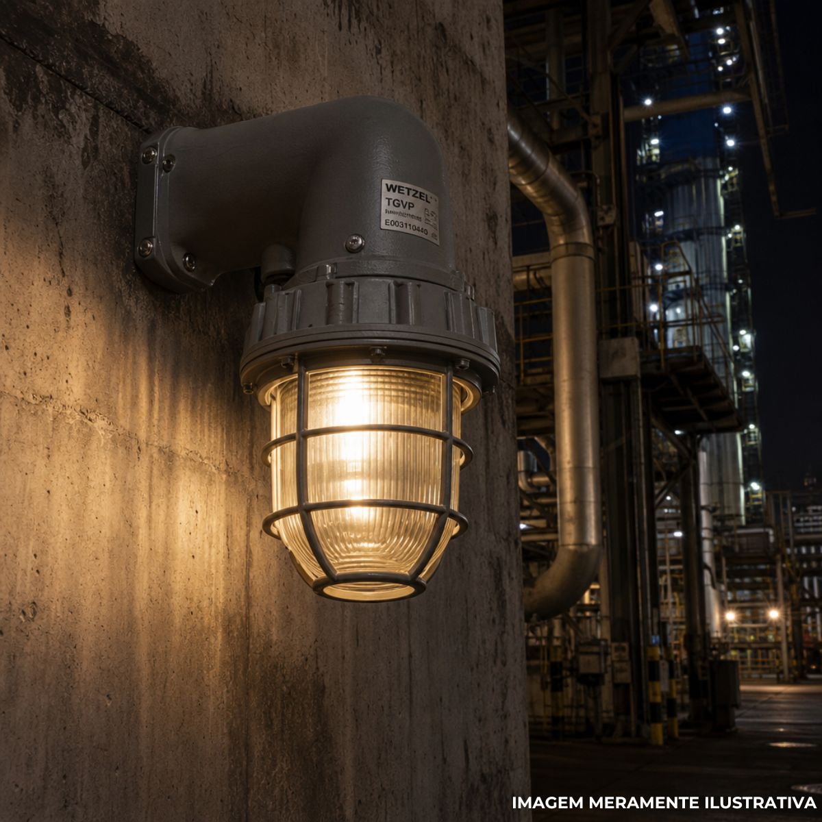 Luminária Industrial Arandela Tgvp Cz 250W E40 Difusor Vidro Alcalino 3/4 Bsp C/Aloj/Refl/Grade - Wetzel