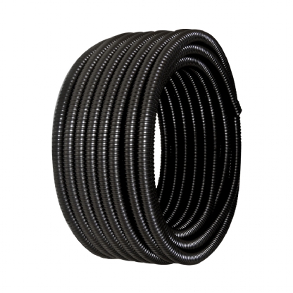 Conduite Flexível Pvc Reforçado Espiralado 3/4 Dn25mm Preto Rolo Com 25 Metros - Deplast