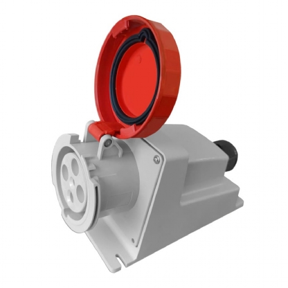 Tomada Industrial Fêmea Sobrepor 3P+T 63A 380/440V 6H Vermelho Newkon N4506 - Steck