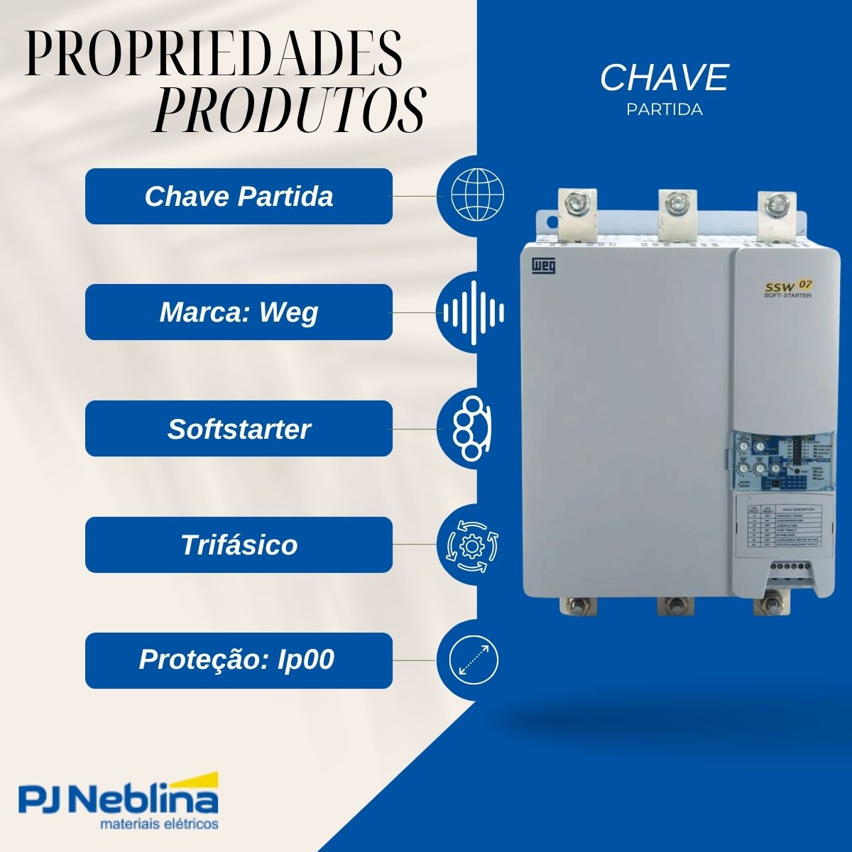 Chave Partida Softstarter Trifásico 312A 220-575V 225Kw Ip00 - Weg