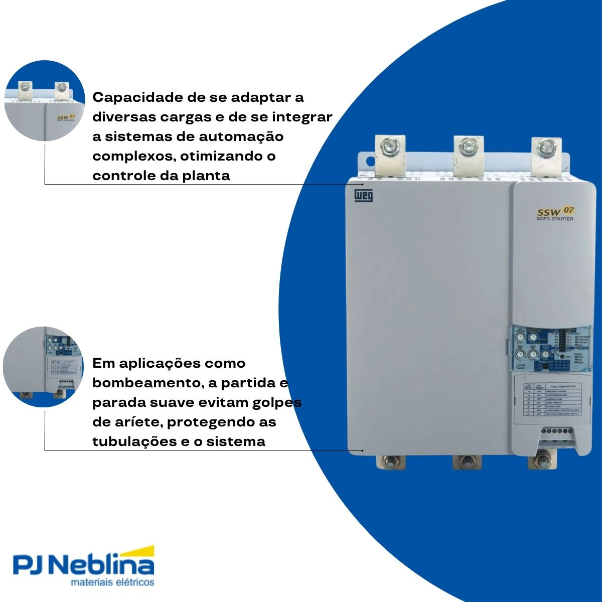 Chave Partida Softstarter Trifásico 312A 220-575V 225Kw Ip00 - Weg