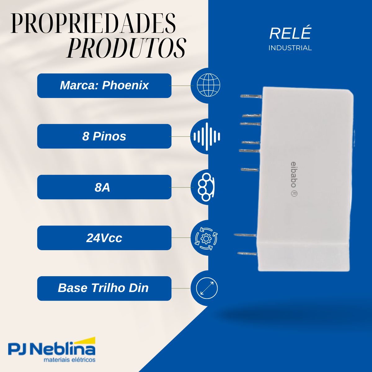 Rele Industrial Mini 8a 24vcc 2rev (dpdt)