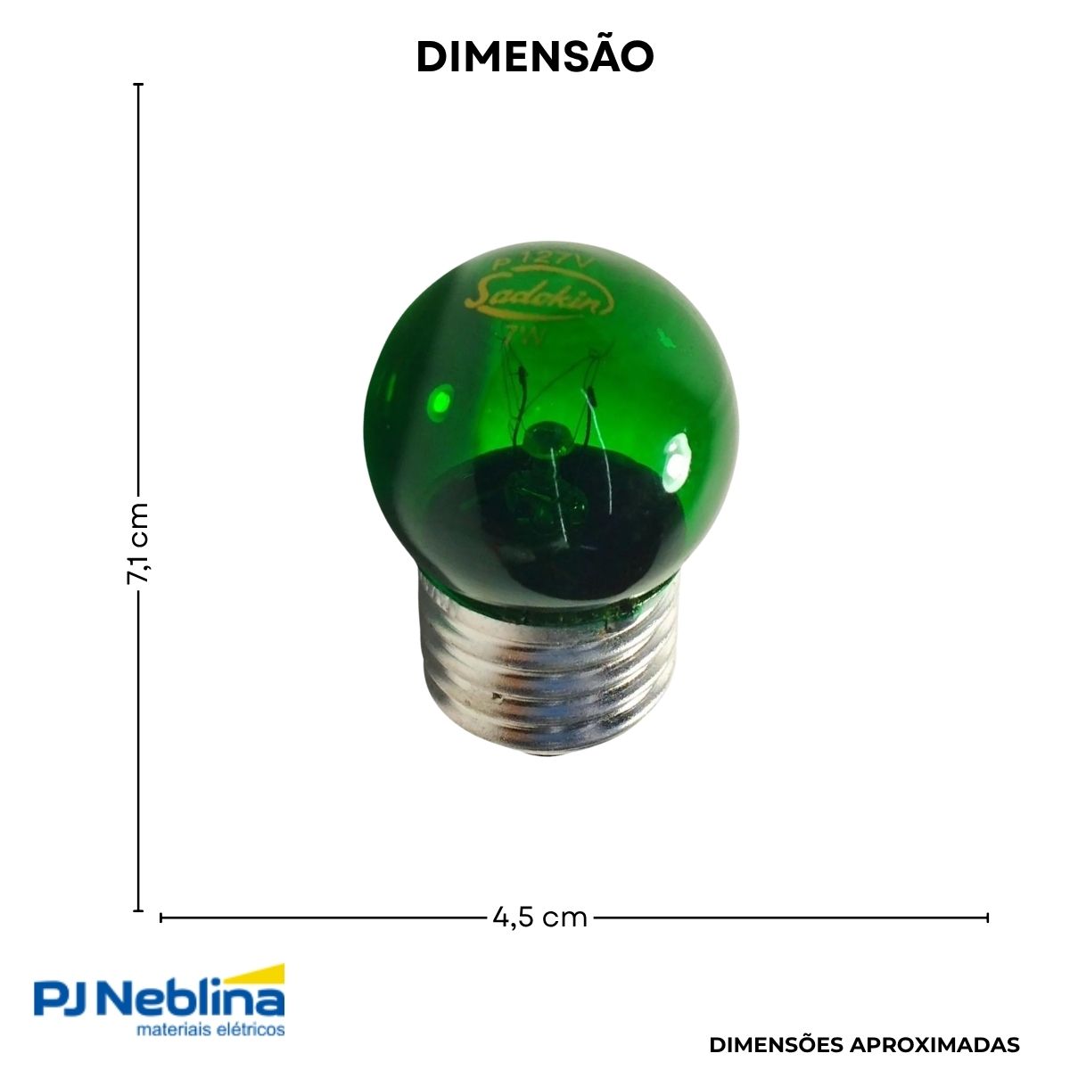 Lâmpada Incandescente Bolinha G35 7W 127V E27 Verde - Sadokin