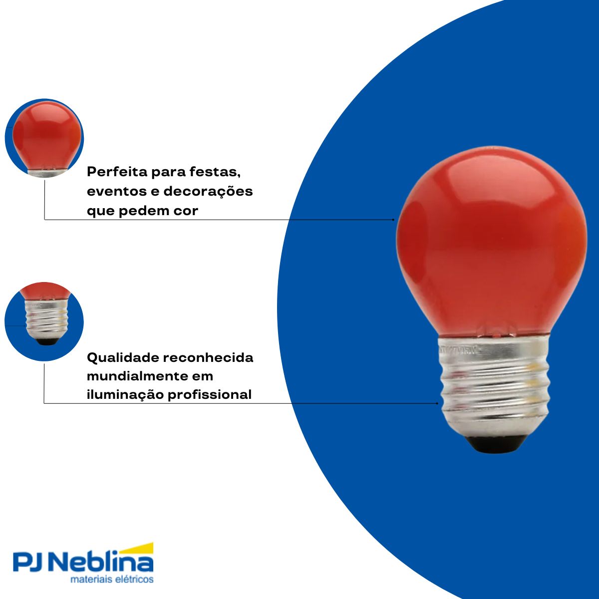 Lâmpada Incandescente Bolinha G35 7W 127V E27 Vermelha - Sadokin
