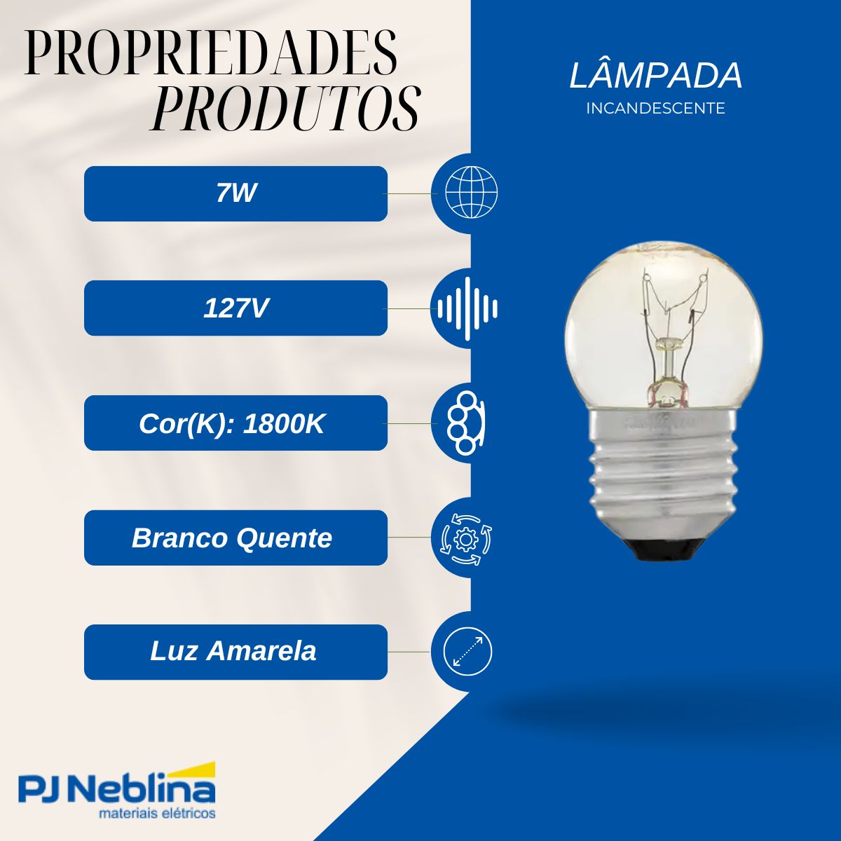 Lâmpada Incandescente Bolinha G35 Clara 7W 127V E27 Luz Amarela - Sadokin