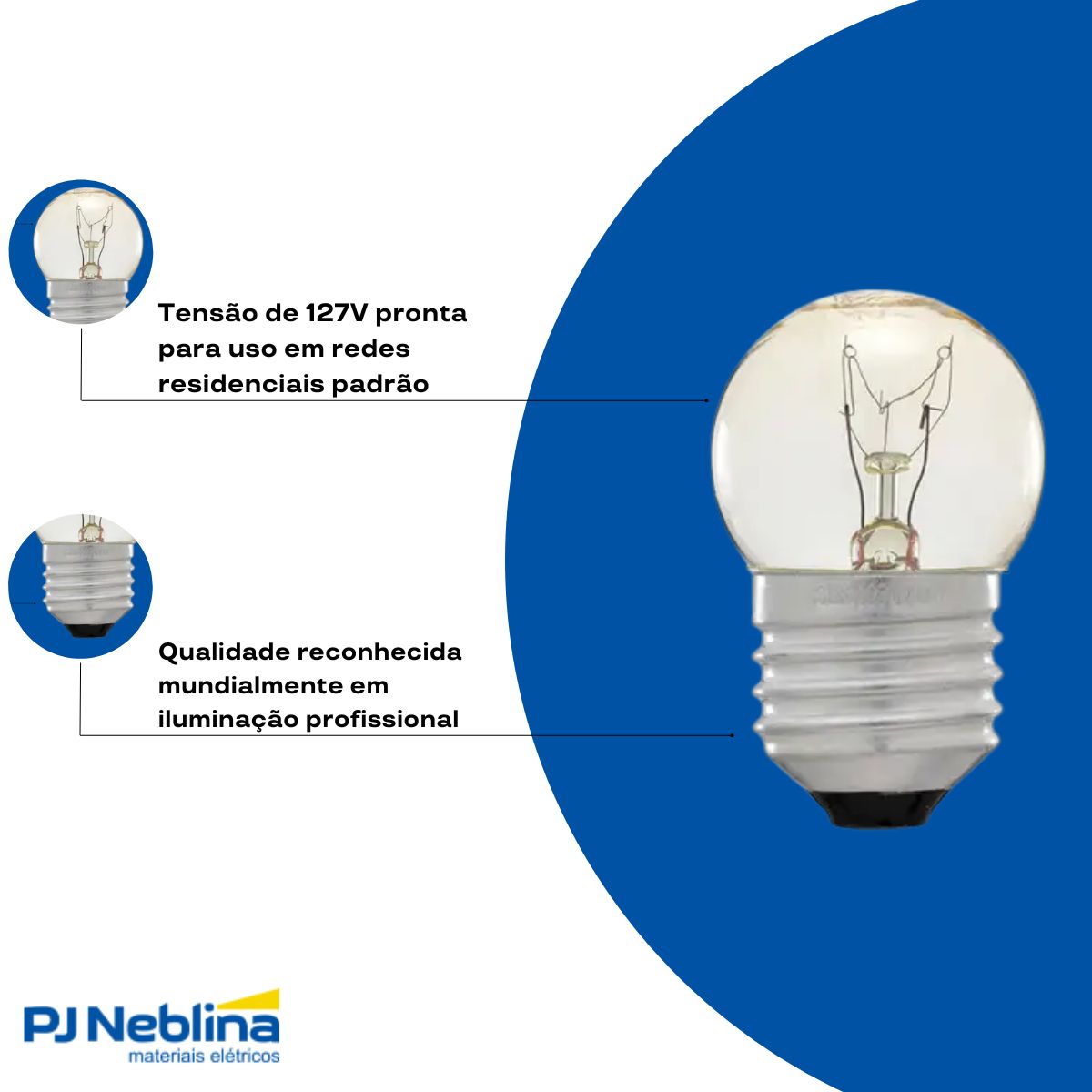 Lâmpada Incandescente Bolinha G35 Clara 7W 127V E27 Luz Amarela - Sadokin