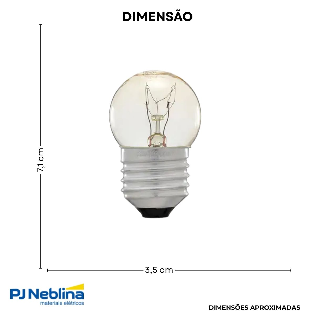 Lâmpada Incandescente Bolinha G35 Clara 7W 127V E27 Luz Amarela - Sadokin
