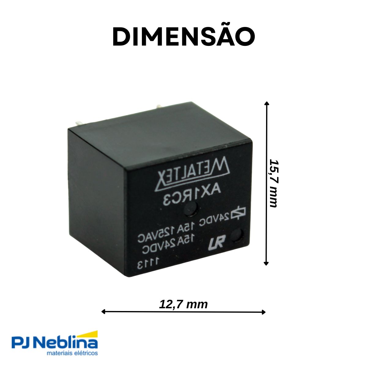 Relé Industrial Mini 15A 24Vcc 1 Rev (Spdt) - Metaltex