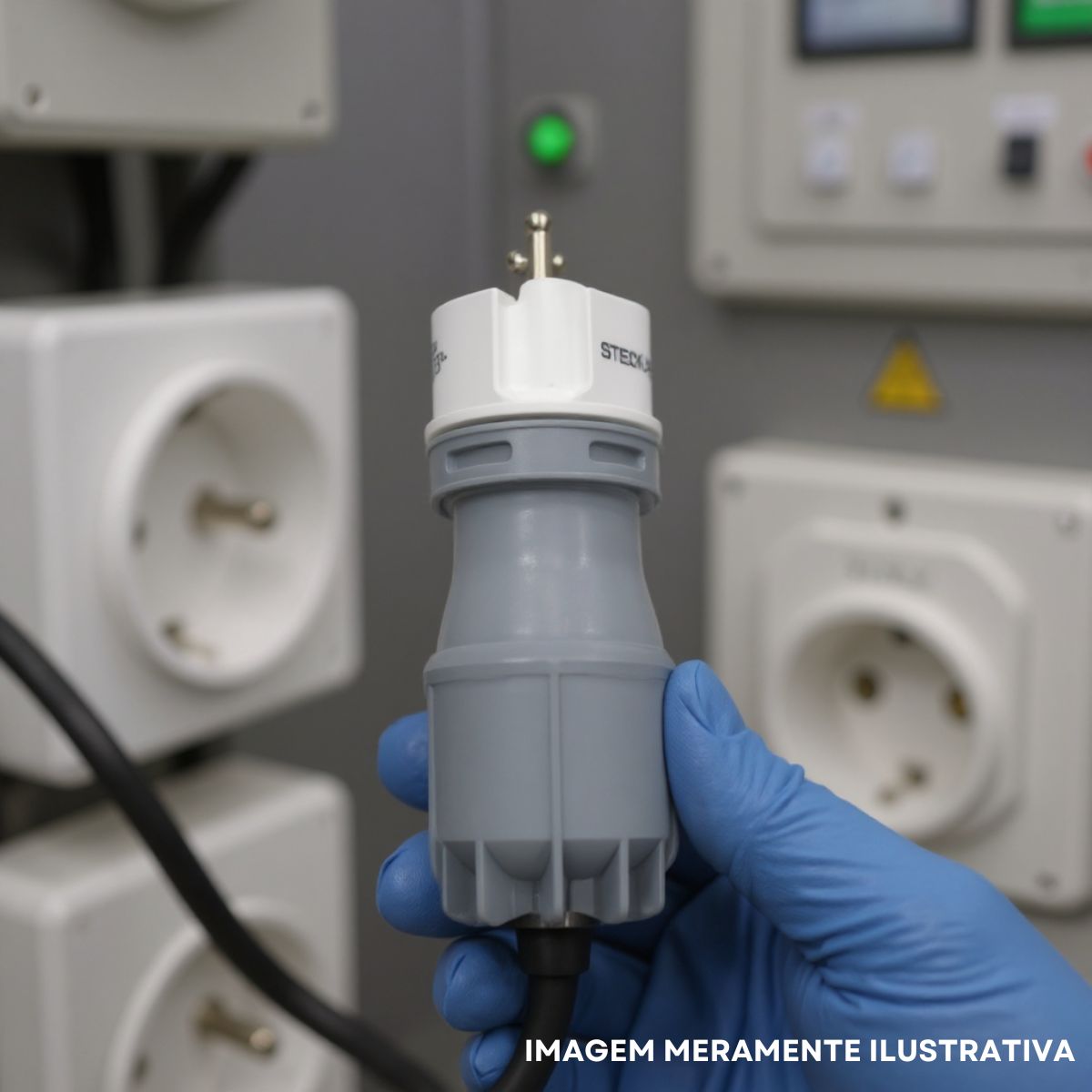 Plug Macho Móvel Termoplástico 3P 16A 42V Branco 12H - Steck