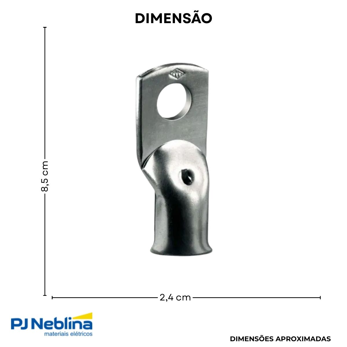 Terminal Compressao Boca Expandida 95mm 1 Compr 1 Furo F=8,5