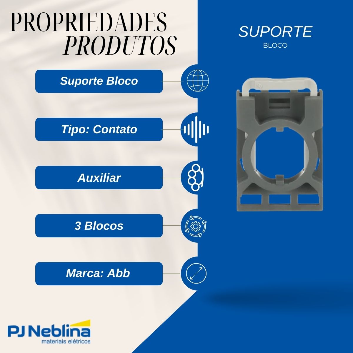 Suporte Bloco Contato Auxiliar 3 Blocos - Abb