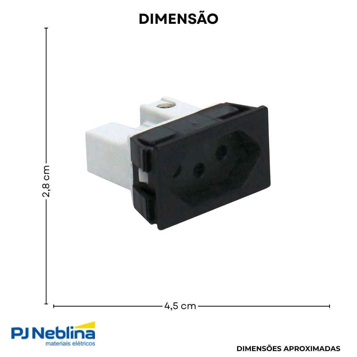 Tomada Embutir Painel 2P+T Retangular 20A 250V Pt Borne Parafuso - Steck