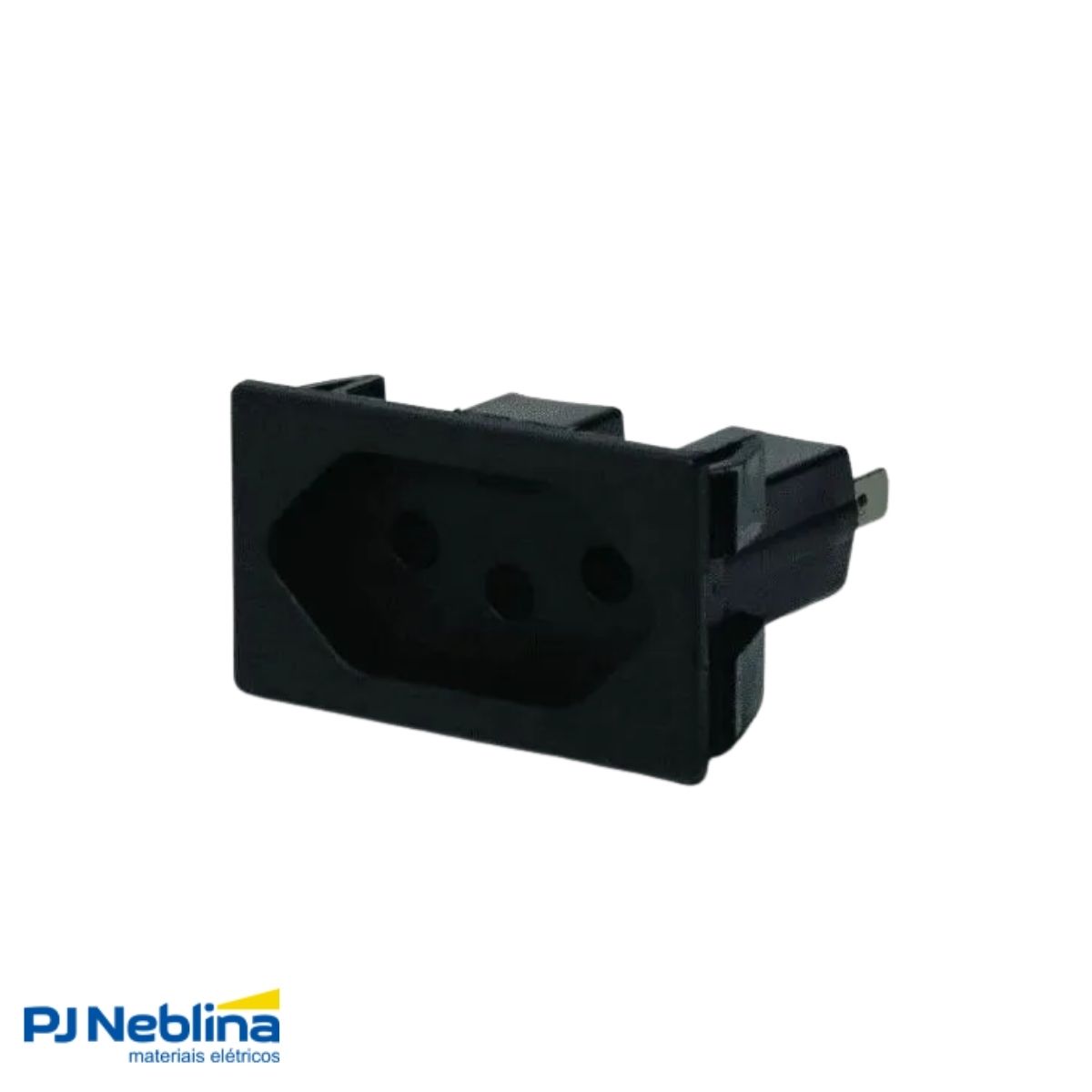Tomada Embutir Painel 2P+T Retangular 10A 250V Pt Terminal Faston - Steck
