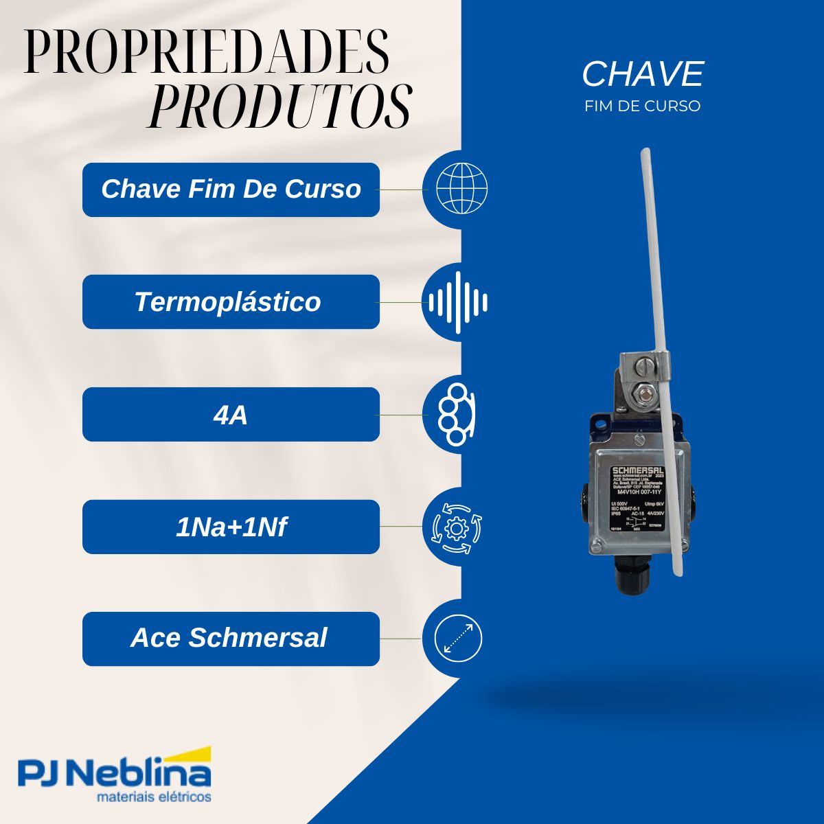 Chave Fim De Curso Haste Redonda 4A 1Na+1Nf Ip65 - Ace Schmersal