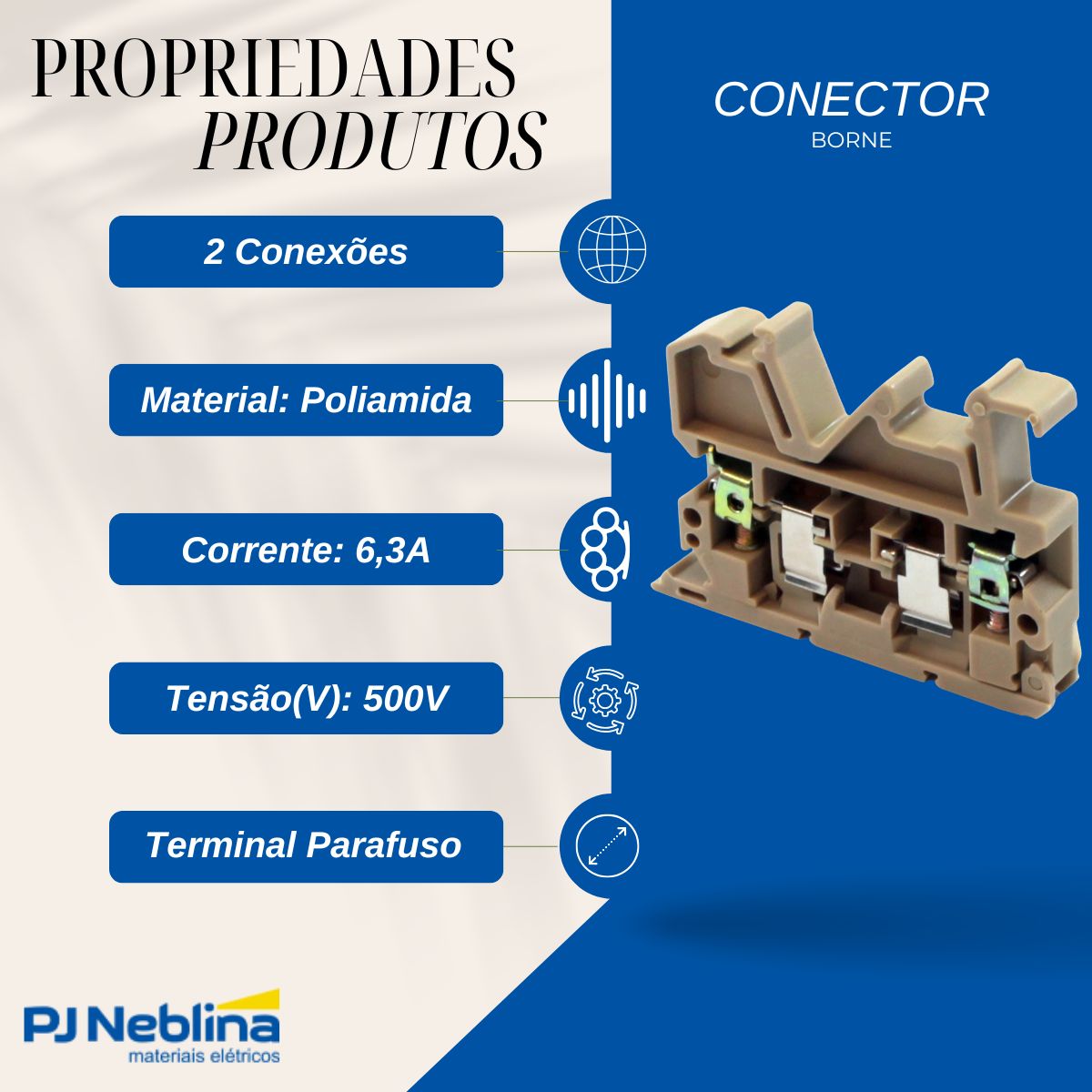 Conector Borne Passagem Porta Fusível 2 Conexões 4,00Mm 500V Bg - Metaltex