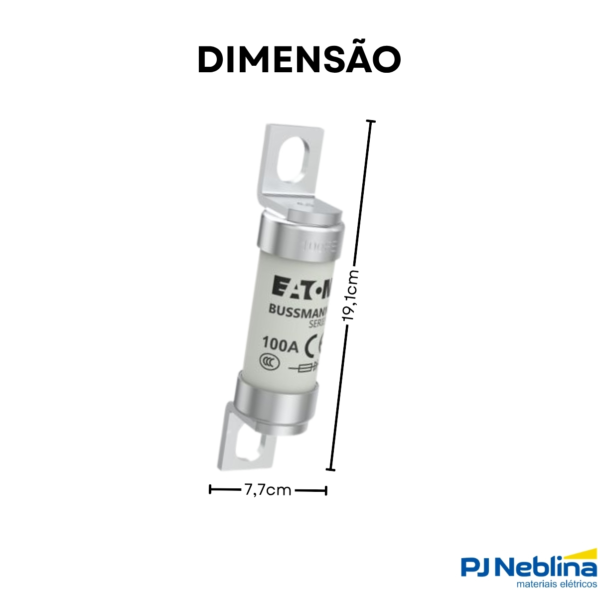 Fusível Cartucho Ultra Rápido Ar 100A 690V 200Ka 19X77Mm 100FE 10Uni - Bussmann Eaton