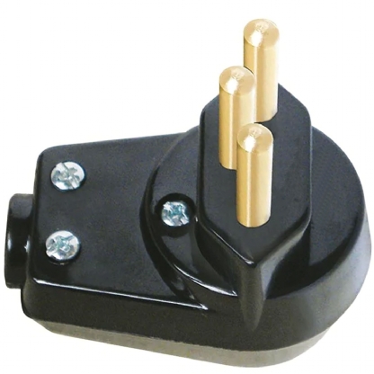 Plug Macho 20A 250V Preto Lateral Com Prensa Cabo - Blux