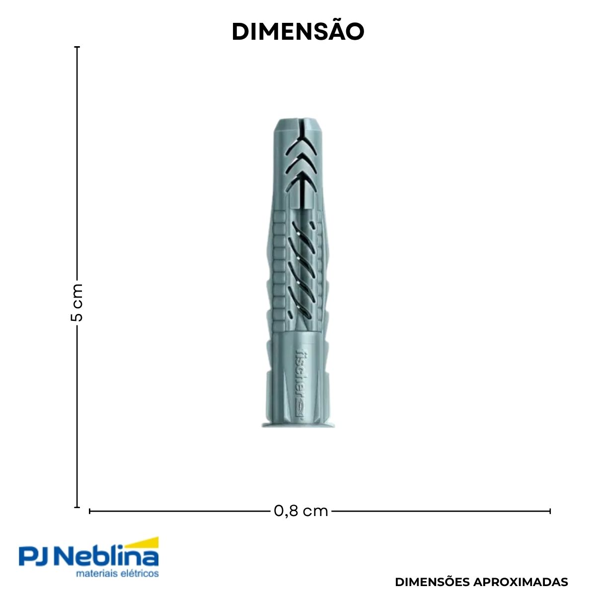Bucha Fixação Universal Ux8 8Mm Nylon Cinza - Fischer