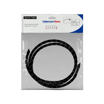 Spiral Organizador Cabos Spiral Tube 5/8 Polegadas Polietileno Preto 50 Metros - Hellermann