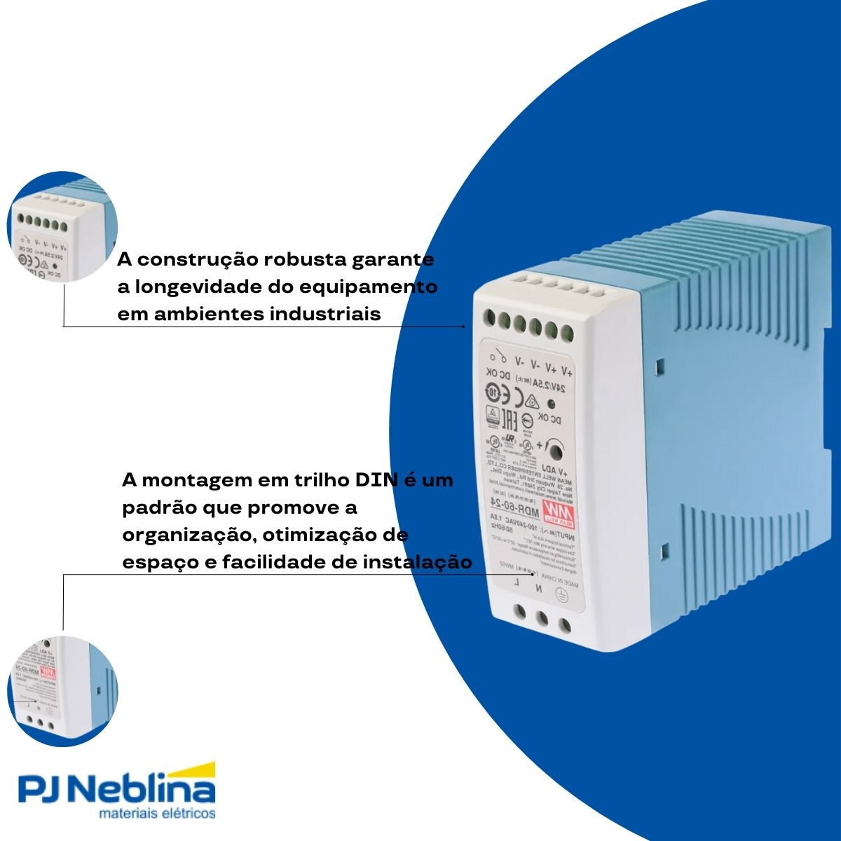 Fonte Chaveada 2,5A 100/220V 24Vcc Mont Trilho Din - Metaltex