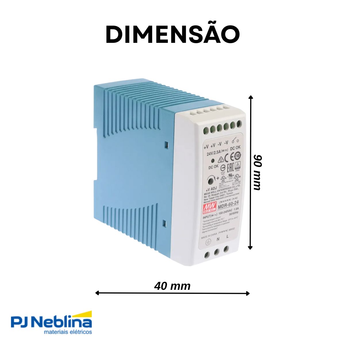 Fonte Chaveada 2,5A 100/220V 24Vcc Mont Trilho Din - Metaltex