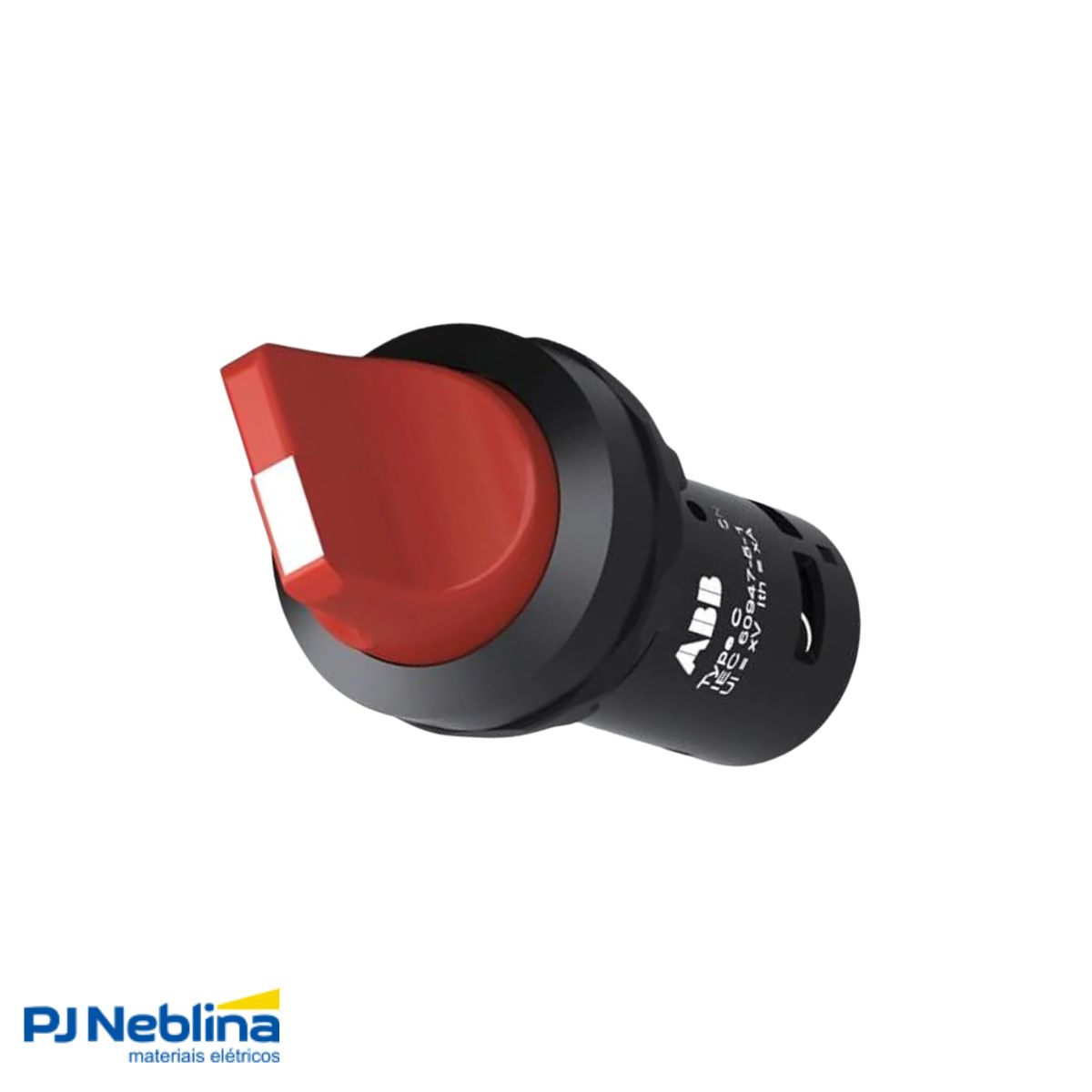 Botão Comutador Knob Curto 3 Posição Fixa 30 mm Plástico Vermelho 1Na+1Nf - Abb