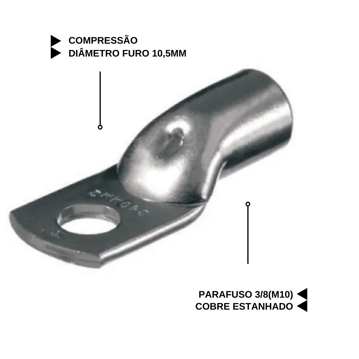 Terminal Compressão 70Mm 1 Compressão 1 Furo F=10,5Mm 3/8 (M10) 631000 Magnet