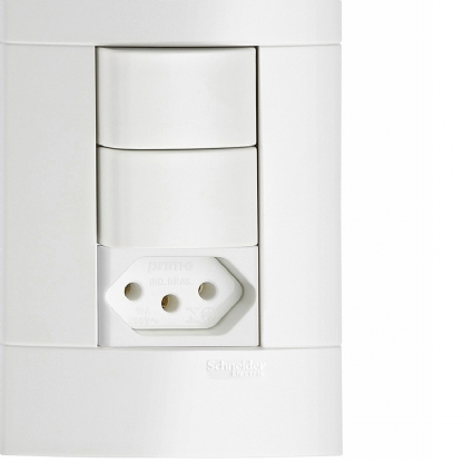 Conjunto 2 Interruptores Simples + 1 Tomada 10A 4X2 Lunare Branco - Schneider Electric