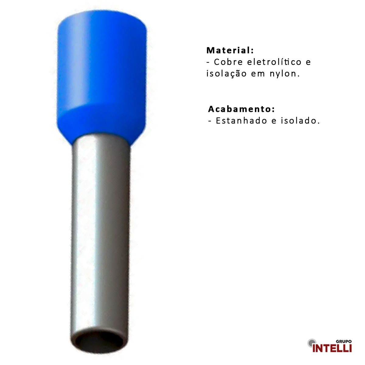 Terminal Tubular (Ilhos) 16Mm (6Awg) Pre-Isolado Azul 5860 Intelli
