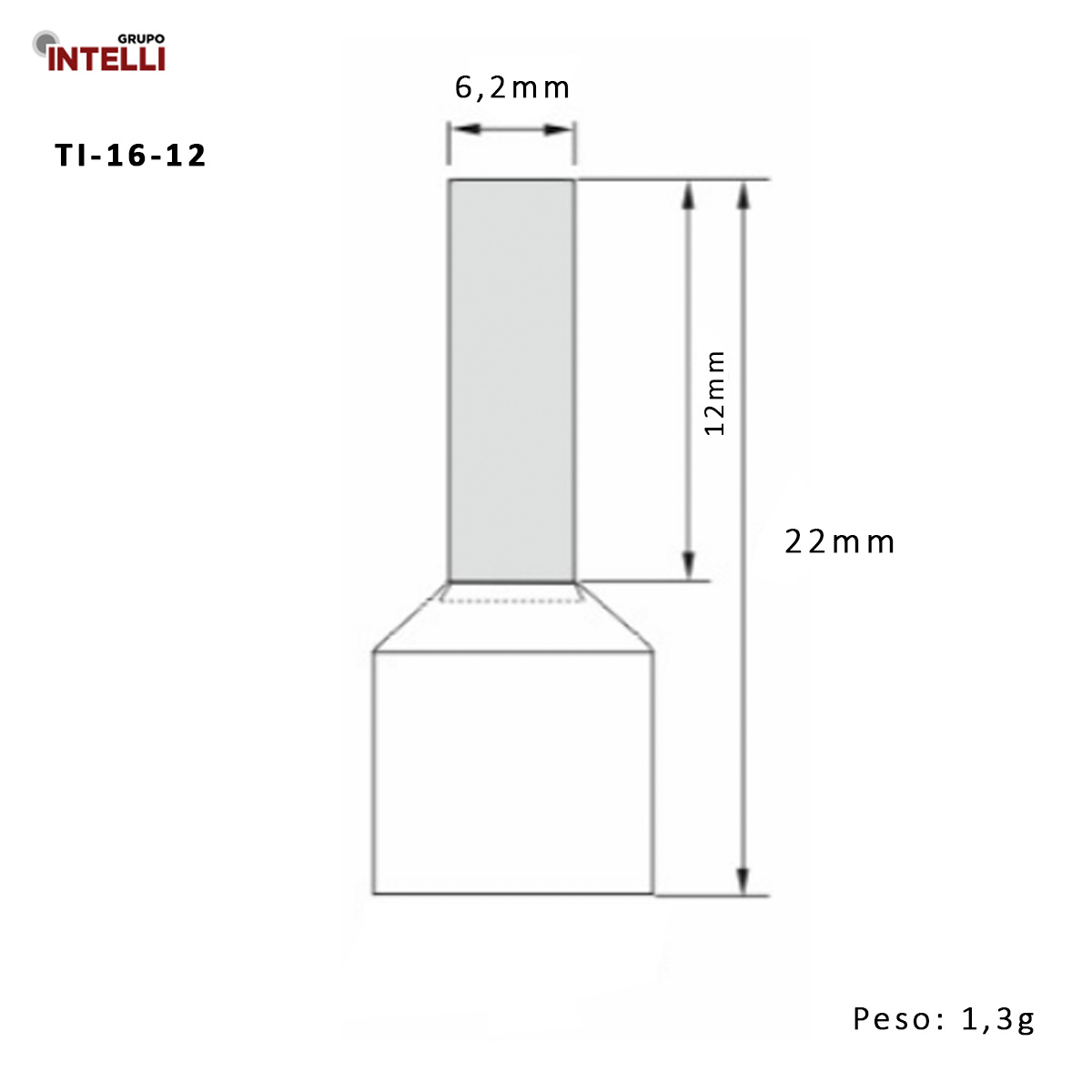 Terminal Tubular (Ilhos) 16Mm (6Awg) Pre-Isolado Azul 5860 Intelli