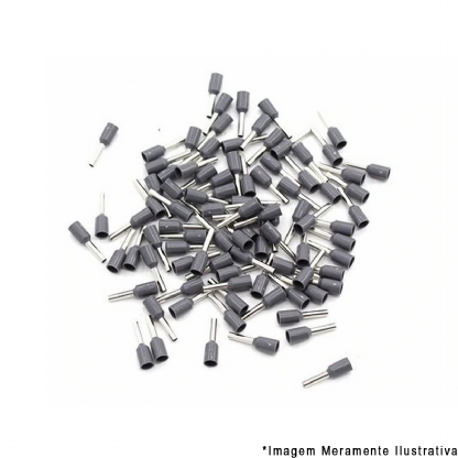 Terminal Tubular Ilhos 4,00mm Pré-Isolado Cinza 100 Unidades - Magnet