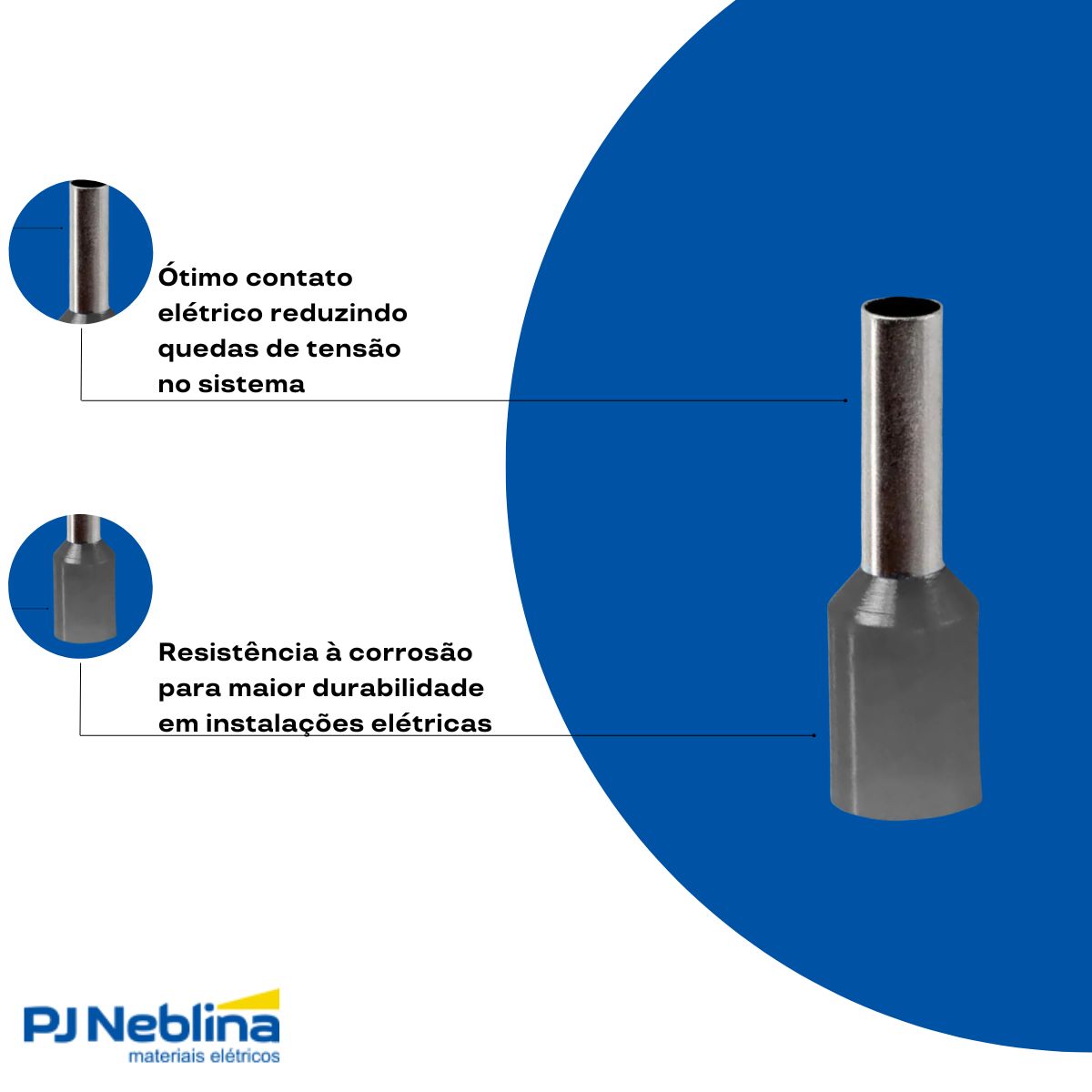 Terminal Tubular (Ilhos) 4,00Mm (12Awg) Pré-Isolado Cinza - Intelli
