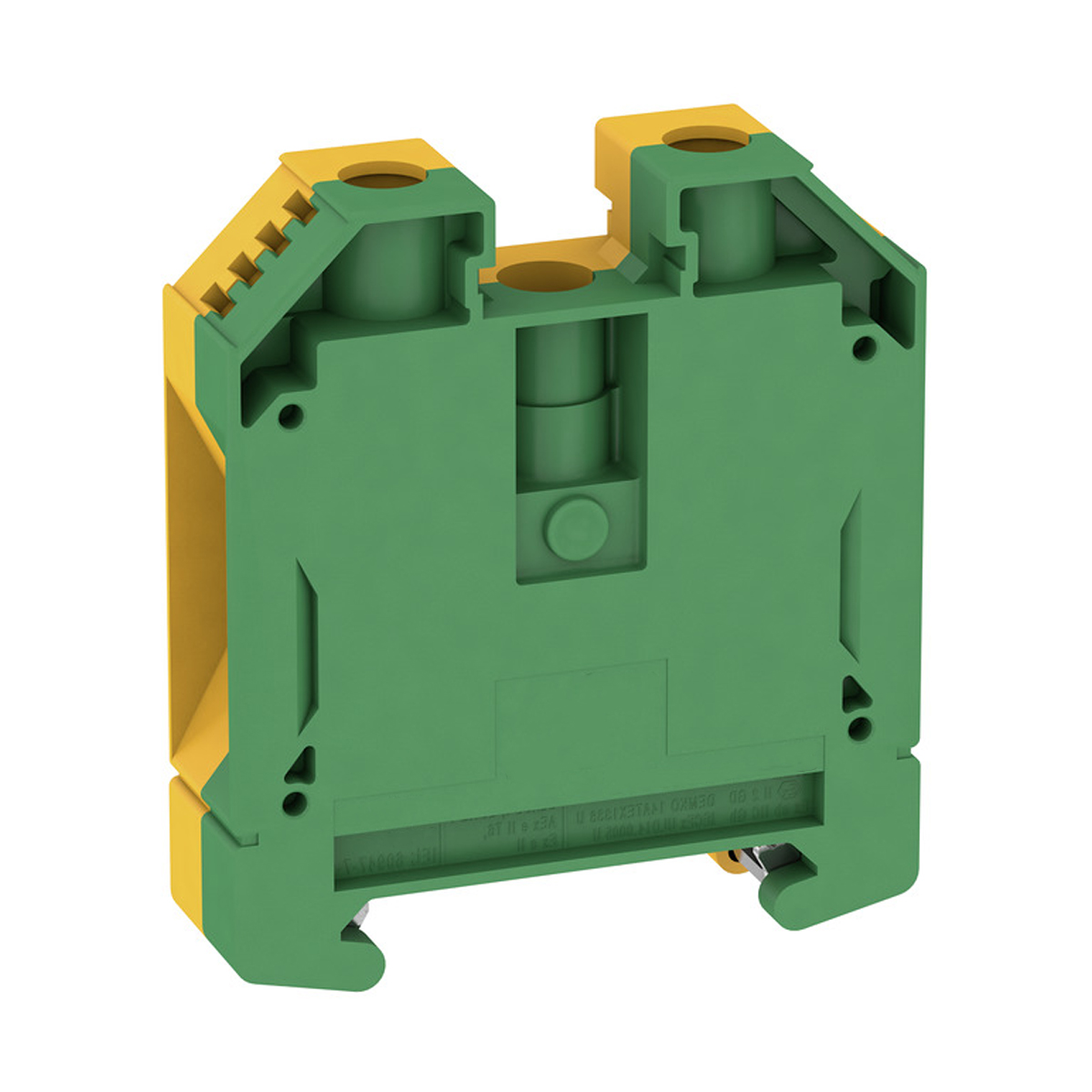 Conector Borne Passagem Terra 2 Conexões 35mm 800V Verde/Amarela WPE35 - Conexel