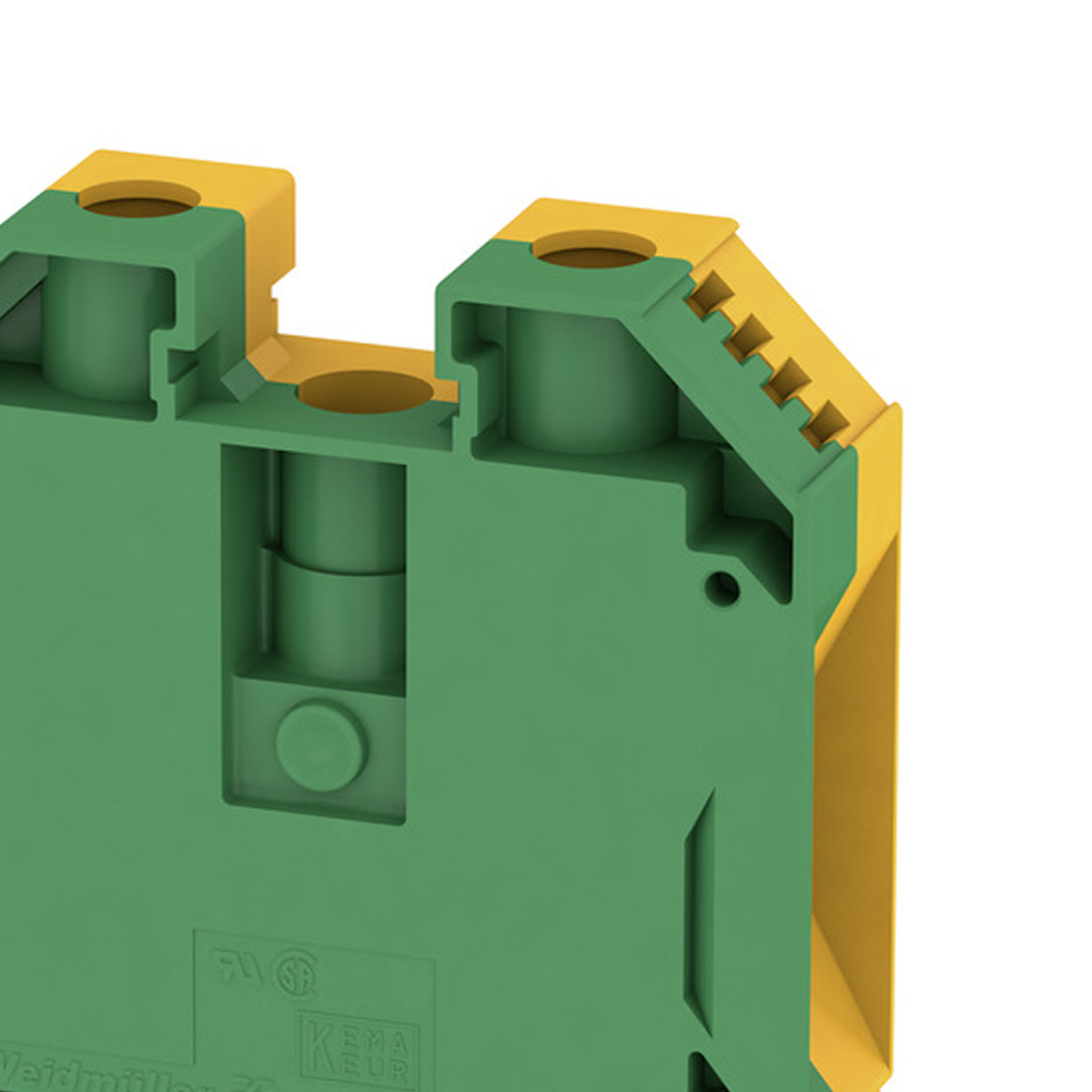 Conector Borne Passagem Terra 2 Conexões 35mm 800V Verde/Amarela WPE35 - Conexel