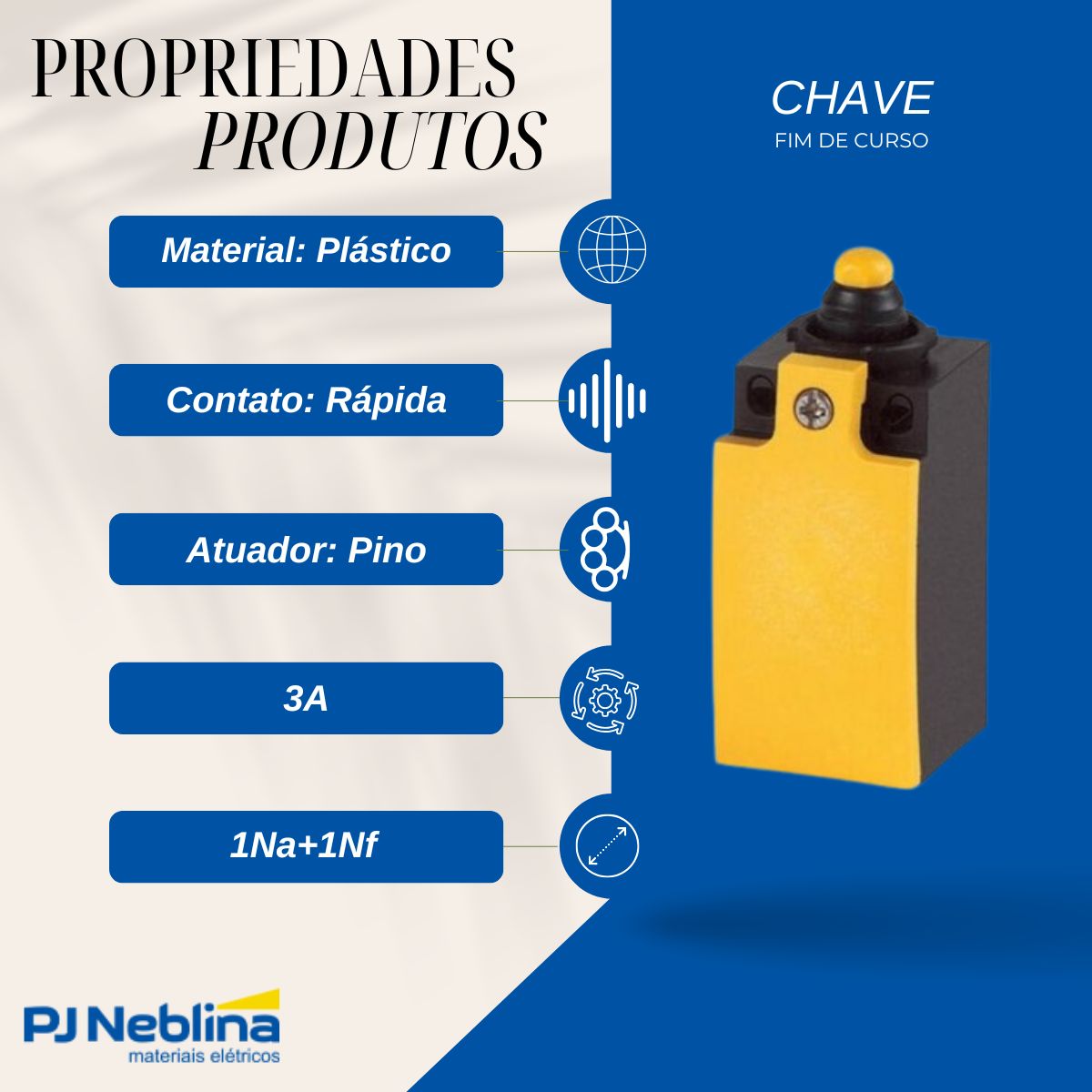 Chave Fim De Curso Pino 3A 1Na+1Nf Ip66/Ip67 - Moeller