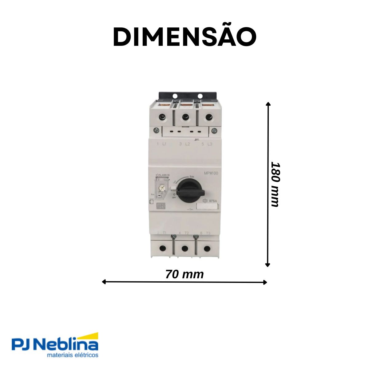 Disjuntor Motor Tripolar 75A 55-75A 50Cv 380/415V 50Ka 380/440V 50/60Hz - Weg