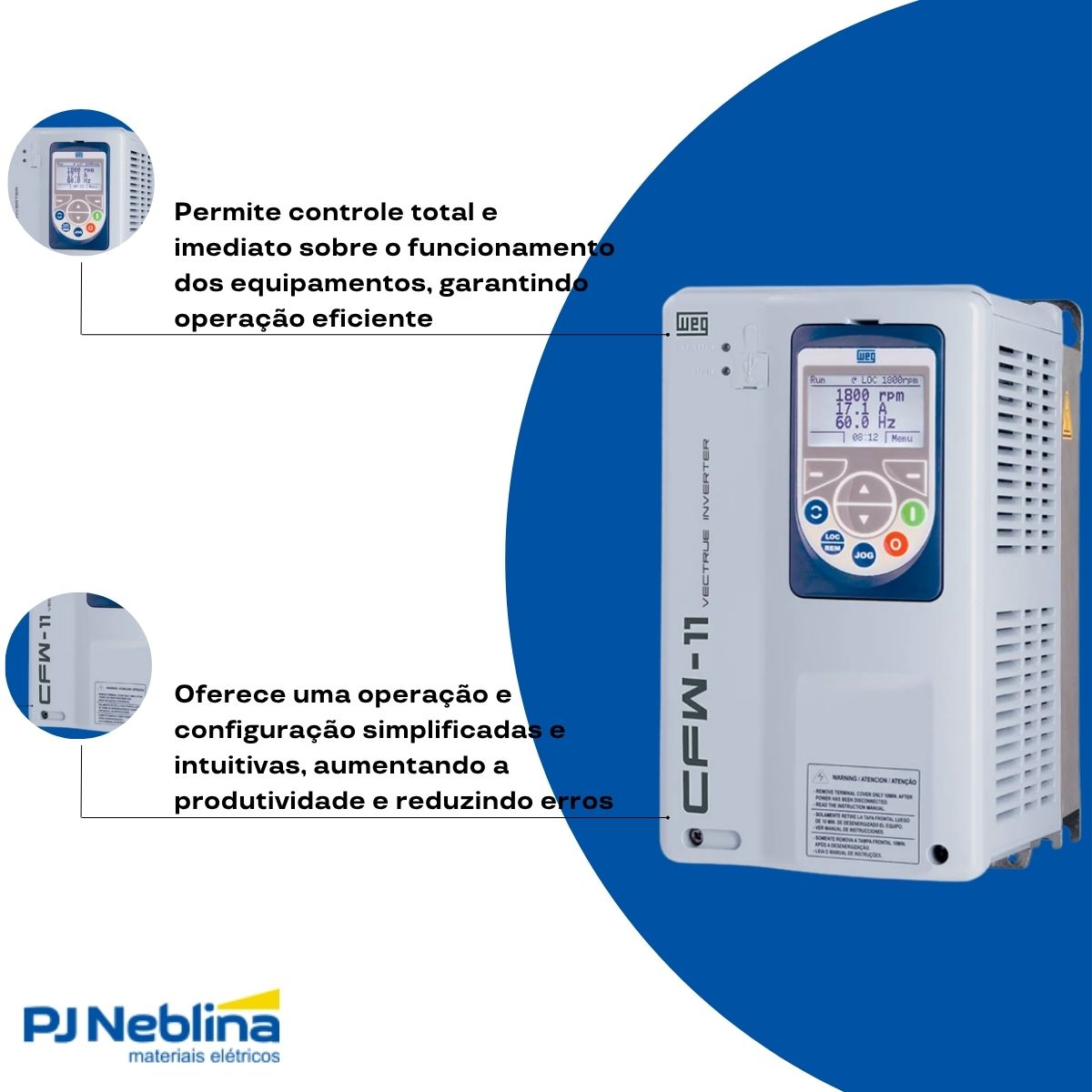 Inversor Frequência Trifásico 200-240V 50/60Hz 20A 5,5Kw- Weg
