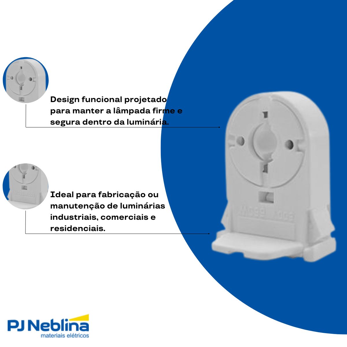 Soquete Lâmpada Poliamida Rotativo P/Lâmpada Fluorescente G13 2A 250V Engate Rápido - Redy