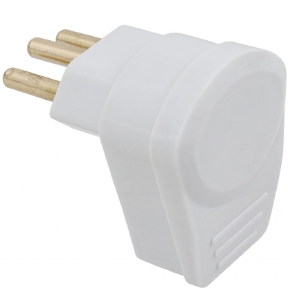 Plug Macho 10A 250V Branco Lateral Com Prensa Cabo - Blux