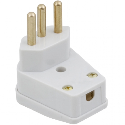 Plug Macho 10A 250V Branco Lateral Com Prensa Cabo - Blux