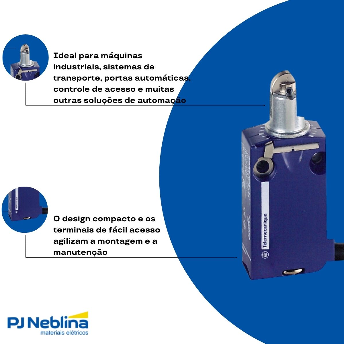 Chave Fim De Curso C/Cabo 5 m Pist.Roldana Aço Na+Nf - Telemecanique