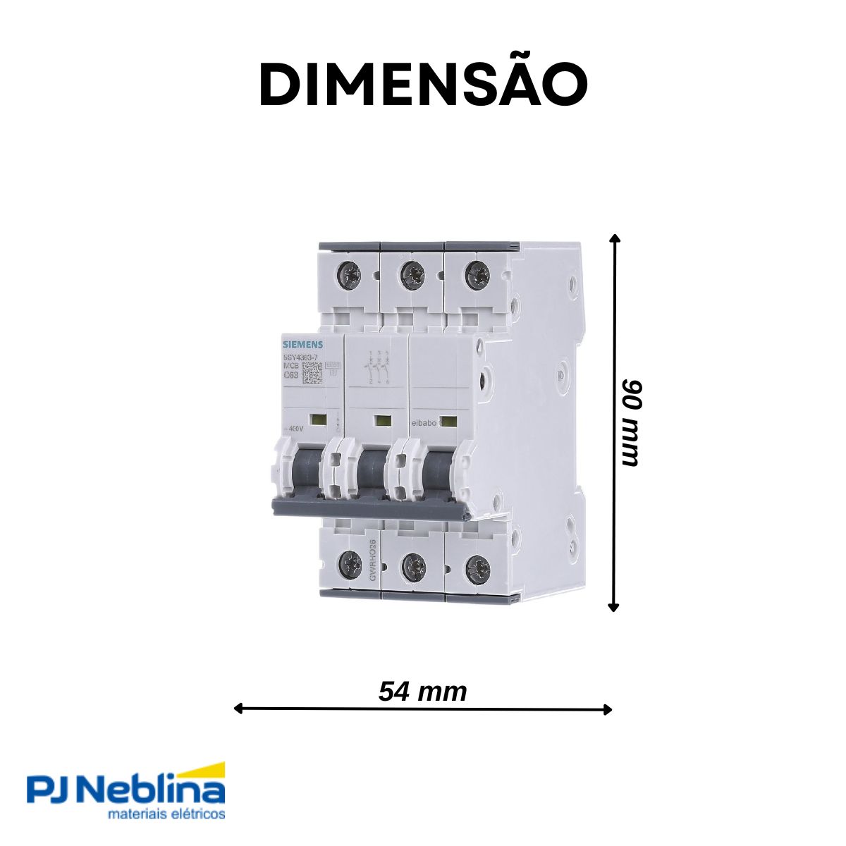 Disjuntor Mini Din Tripolar 63A Curva C 10Ka 400V - Siemens
