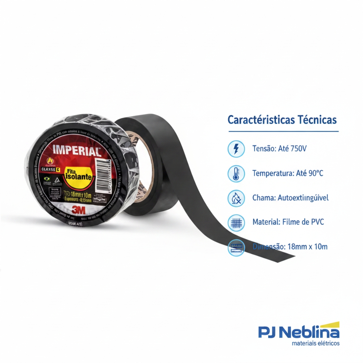 Fita Isolante 18Mmx10M Preto Imperial - 3M do Brasil