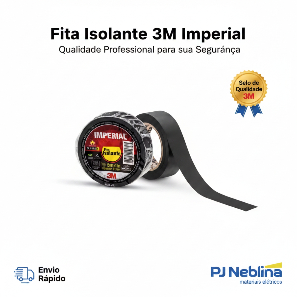 Fita Isolante 18Mmx10M Preto Imperial - 3M do Brasil