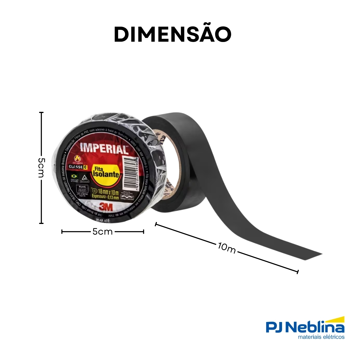 Fita Isolante 18Mmx10M Preto Imperial - 3M do Brasil