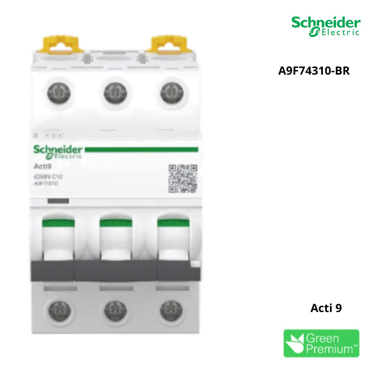 Disjuntor Mini Din Tripolar 10A Curva C 20Ka 220/240V Acti 9 Ic60n - Schneider Electric
