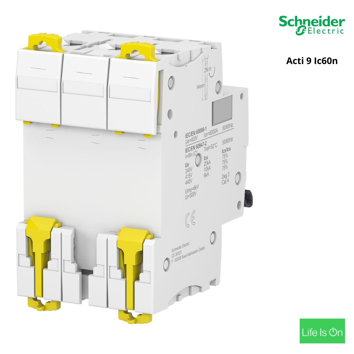 Disjuntor Mini Din Tripolar 10A Curva C 20Ka 220/240V Acti 9 Ic60n - Schneider Electric